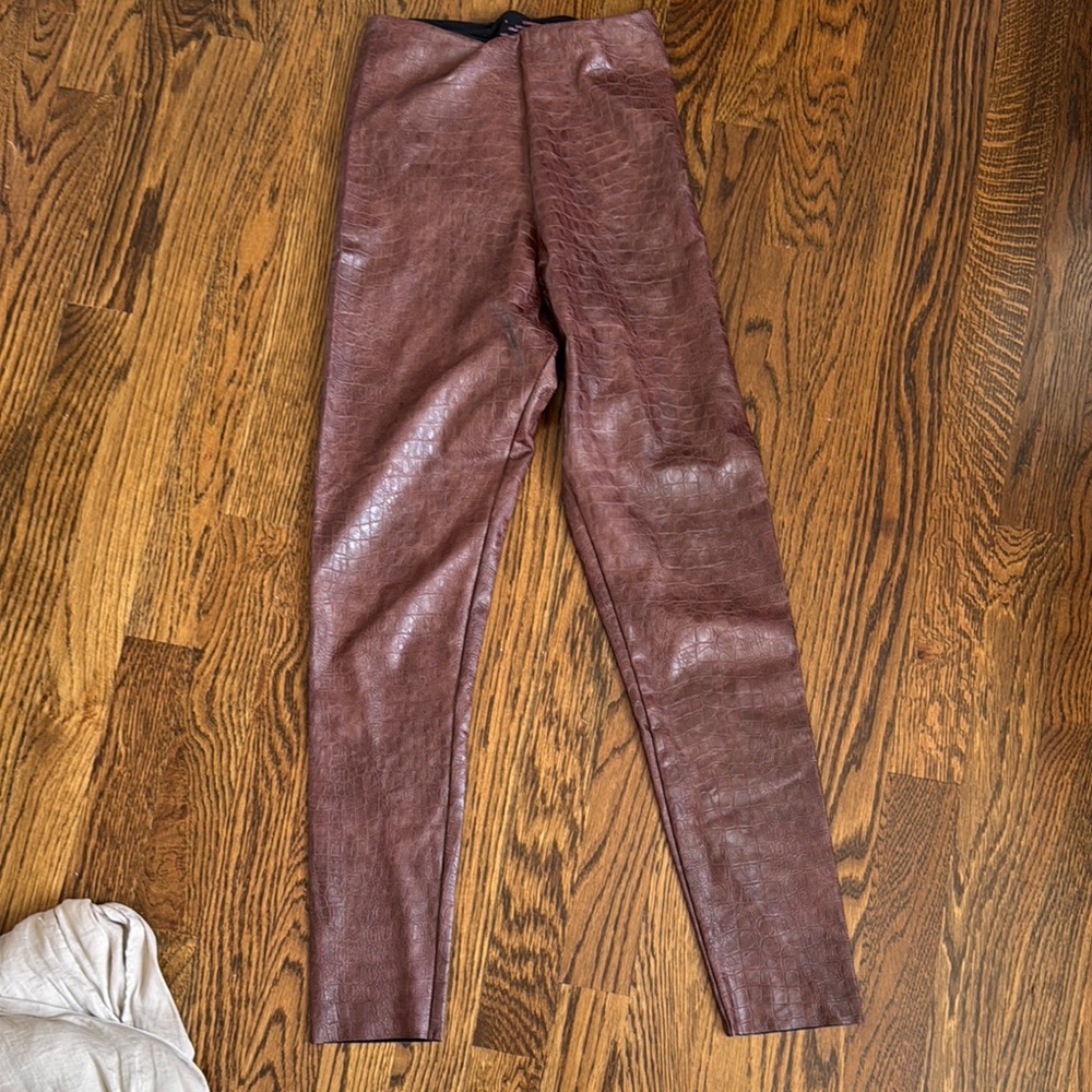 Brown Faux Leather Leggings commando
